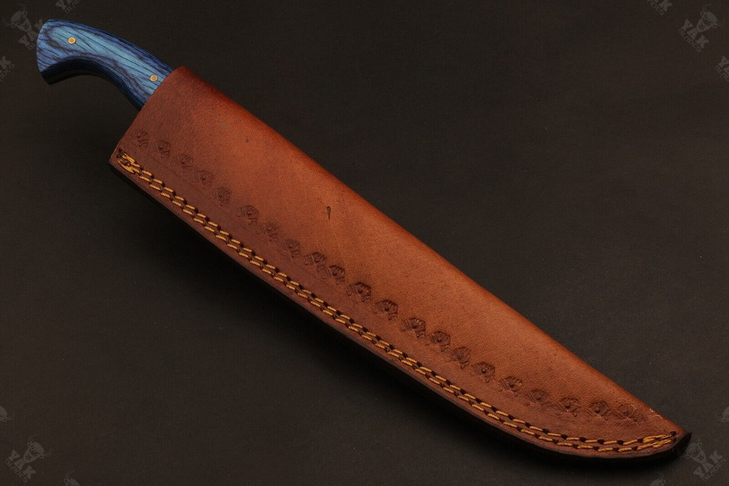 13" Hand Forged Damascus Fillet Knife Fire Fillet Knife with Leather Sheath