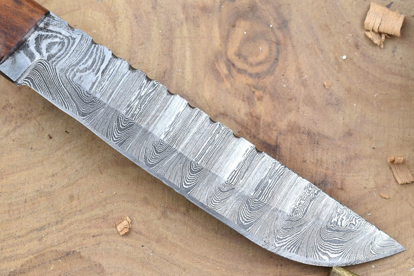 11" Custom Handmade Forged Damascus Steel Kitchen Chef Knife with Rose Wood & Dollar Sheet Handle