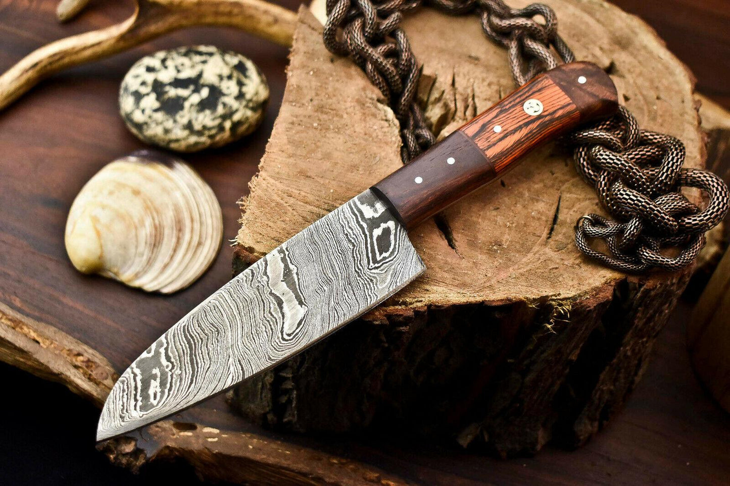 Premium Handmade Damascus Steel Chef Knife – Full Tang Kitchen Cleaver with Hard Wood Handle
