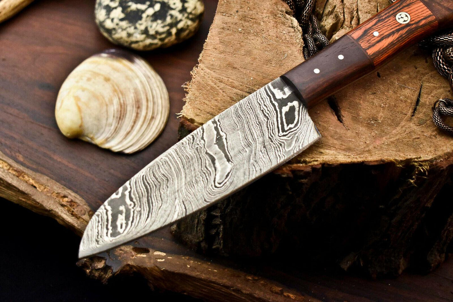 Premium Handmade Damascus Steel Chef Knife – Full Tang Kitchen Cleaver with Hard Wood Handle