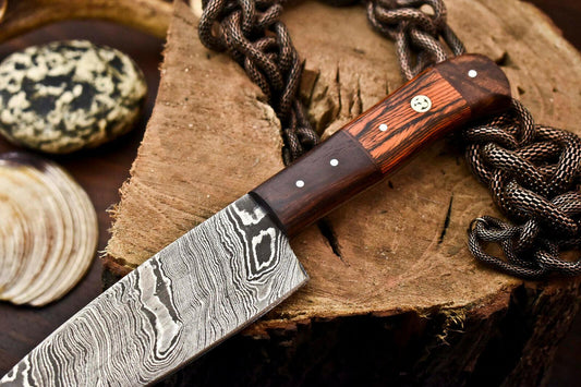 Premium Handmade Damascus Steel Chef Knife – Full Tang Kitchen Cleaver with Hard Wood Handle