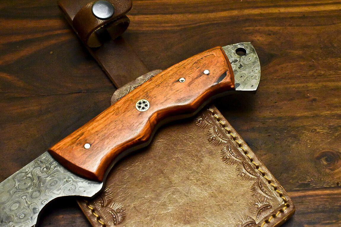 Custom Handmade Damascus Axe Hunting Chopper with Hard Wood Handle | Premium Damascus Steel Axe Knife