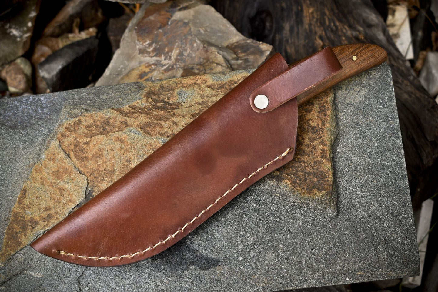 10" Custom Hand Forged Skinner Knife | 440C Steel Blade | Walnut Wood Handle with Steel Bolster