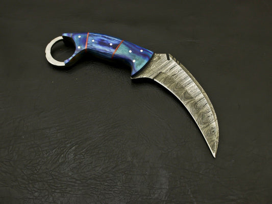 8"Handmade Damascus Karambit Knife Best Karambit Hunting Knife with Pakkawood Handle