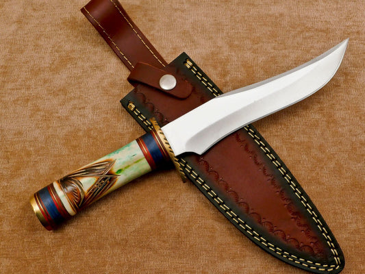 Handmade D2 Clip Point Fixed Blade Bowie Knife – 12-Inch Hunting & Survival Knife