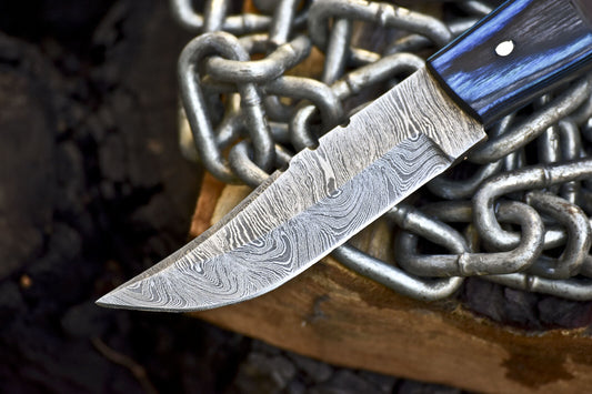 Handmade Skinner Knife Twist Damascus Walnut Wood Wooden Bolster