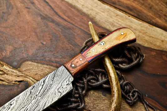Hand Made Damascus Steel Chef Kitchen Knife | Full Tang Hard Wood Handle