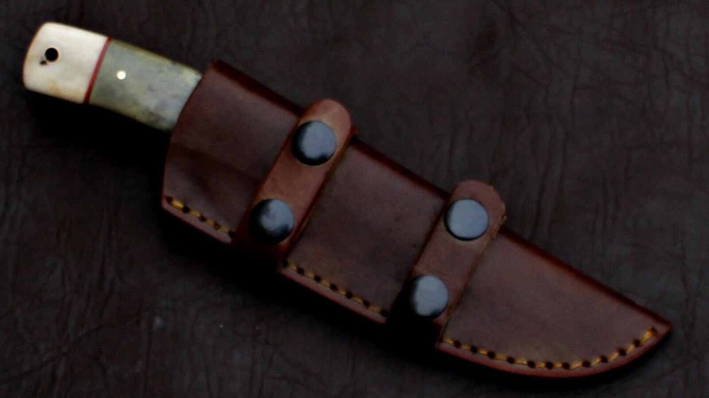 Handmade D2 Tool Steel Hunting Skinner Knife – Full Tang EDC with Leather Sheath