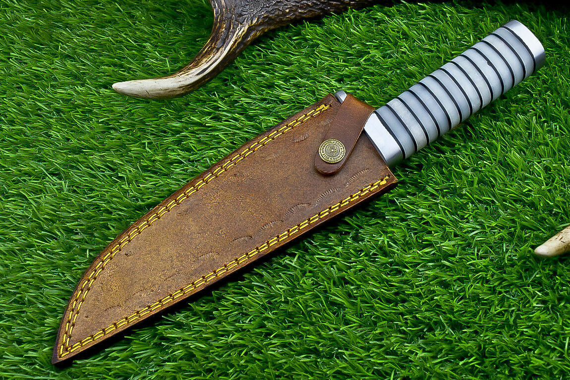 Heritage Forge Damascus Steel Bowie Knife with Resin Handle for Hunting and Camping