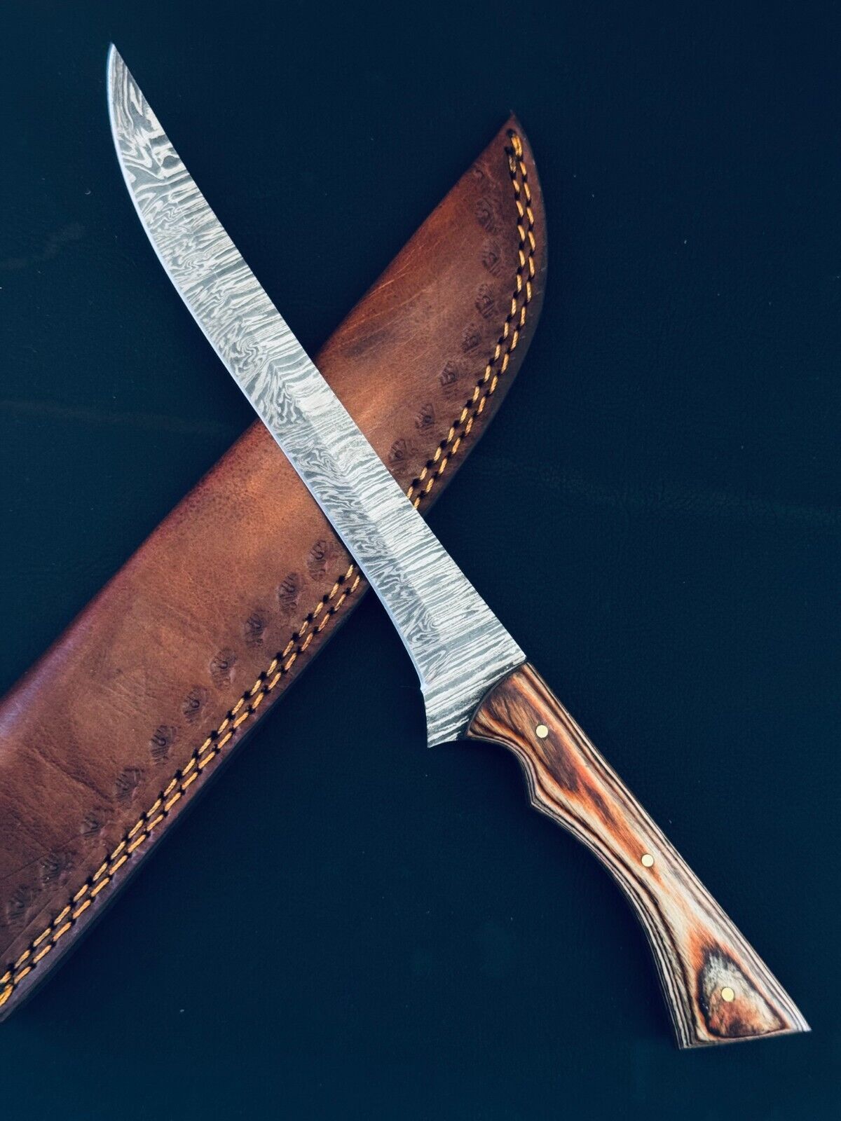 12" Handmade Damascus Fillet Knife Damascus Steel Fillet Knife for Kitchen