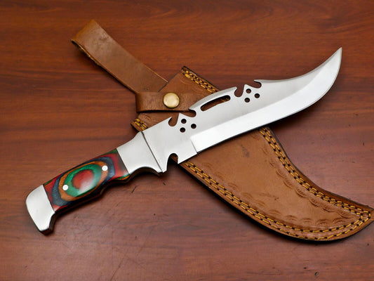 Handmade D2 Steel Bowie Hunting Knife – Full Tang with Steel Handle