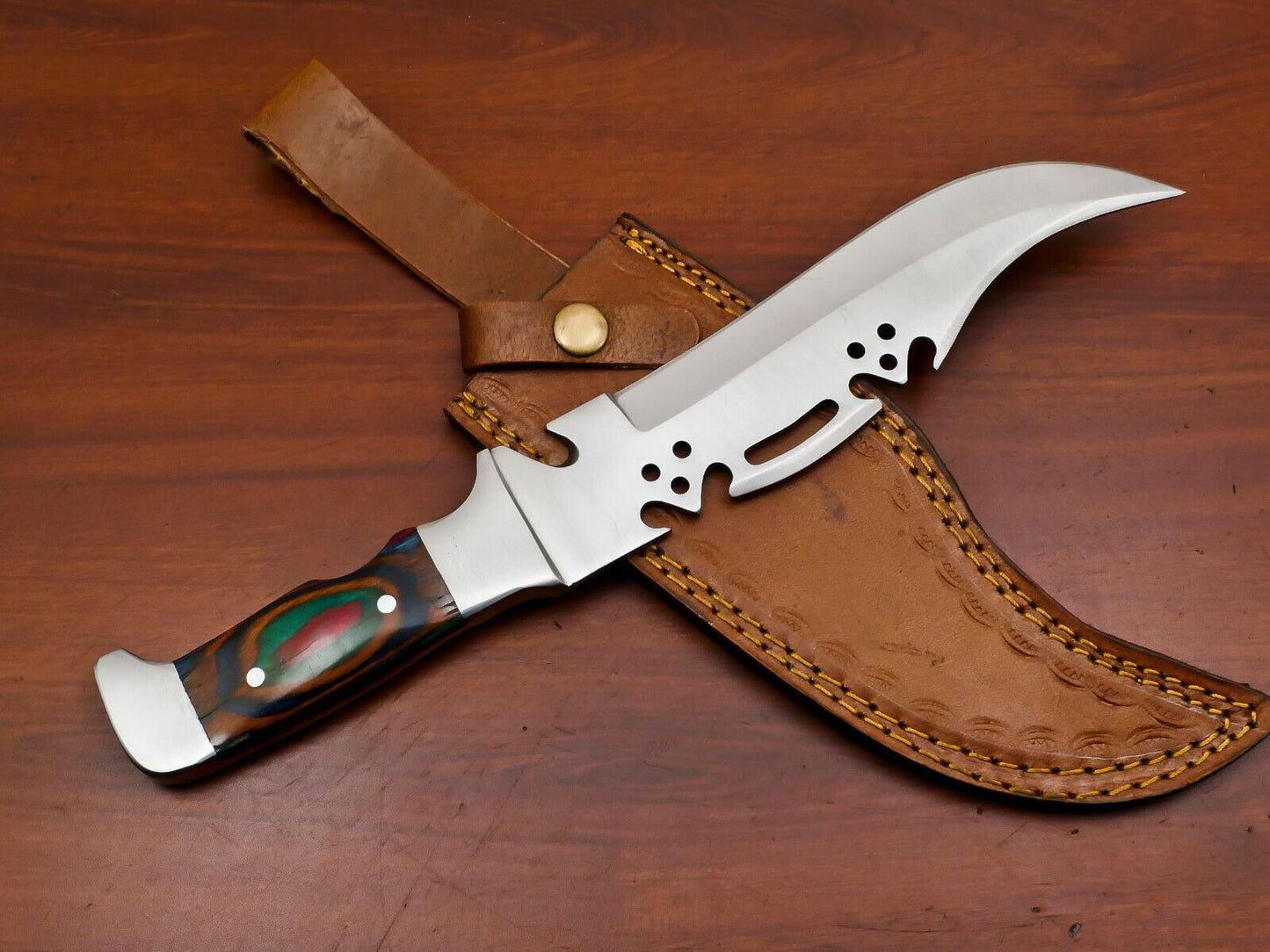 Handmade D2 Steel Bowie Hunting Knife – Full Tang with Steel Handle