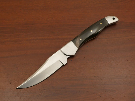 Custom AUS-8 Steel Skinner Knife | Hardwood Handle & Steel Bolster | Bushcraft Gift