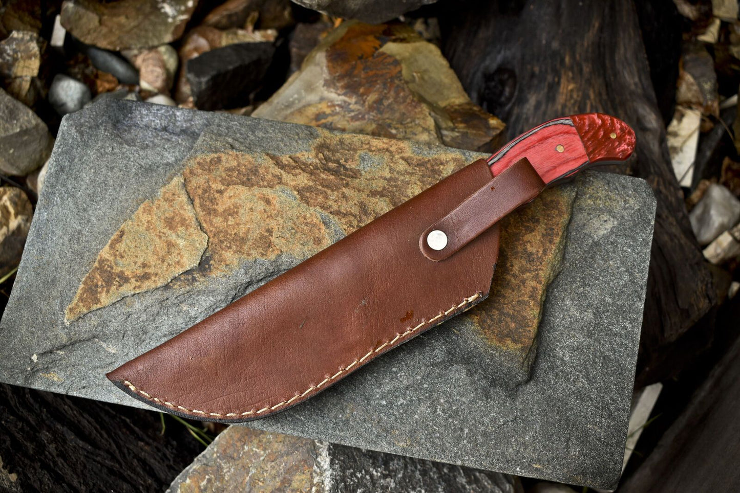 Hot Item Twist Damascus Skinner Knife Hardwood Handle Micarta Bolster Gift Blade