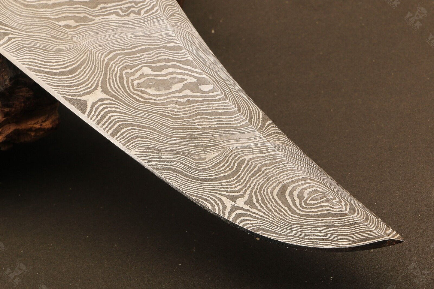 Heritage Forge 13 Inch Ladder Damascus Steel Bowie Knife with Micarta Handle for Hunting and Camping