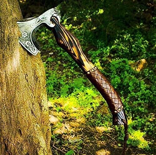Handmade Gift Shaft Carbon Steel Throwing Viking Axe – Hatchets & Hand-Forged Axes