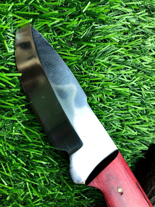 9" Forged Stainless Steel Bowie Knife – Survival Hunting Blade with Leather Sheath