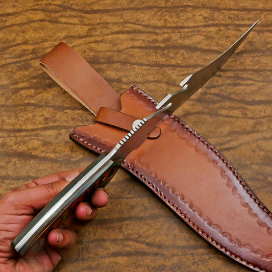 Ranger 12-Inch D2 Steel Full Tang Bowie Hunting Knife with Pakka Wood Handle