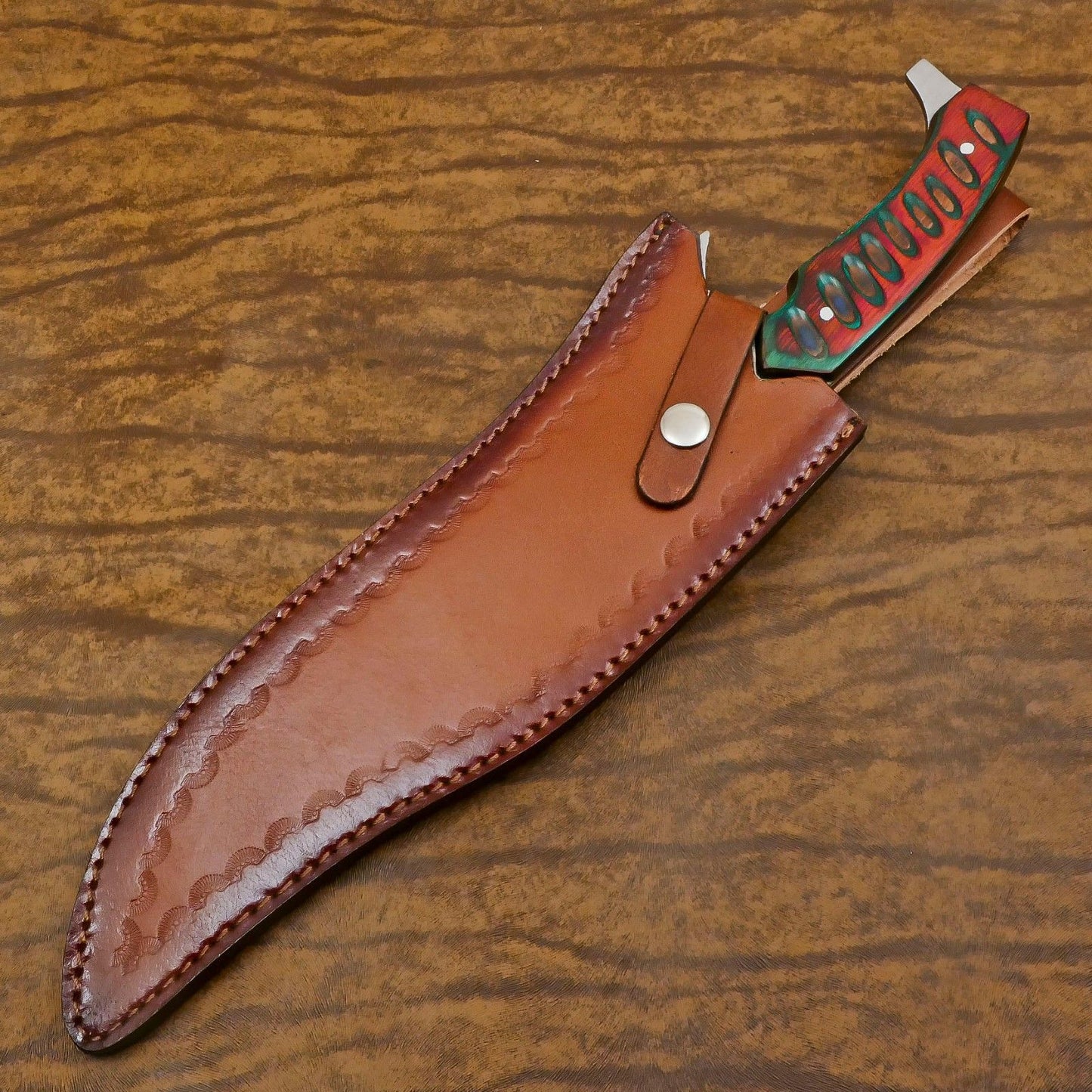 Ranger 12-Inch D2 Steel Full Tang Bowie Hunting Knife with Pakka Wood Handle