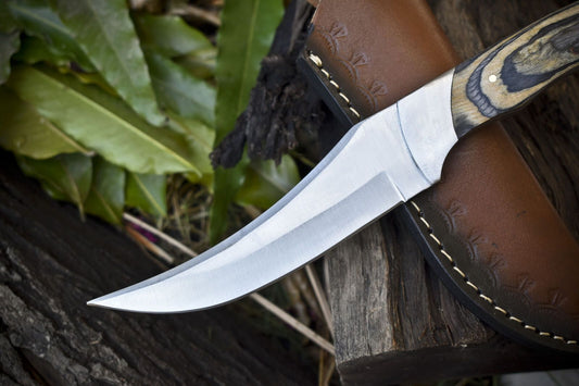 Custom 440C Steel Skinner Knife | Hard Wood Handle | Steel Bolster | Rare Knife
