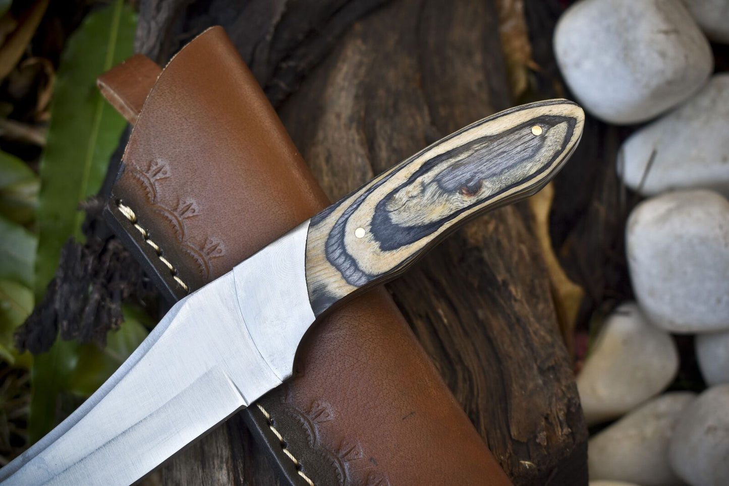 Custom 440C Steel Skinner Knife | Hard Wood Handle | Steel Bolster | Rare Knife