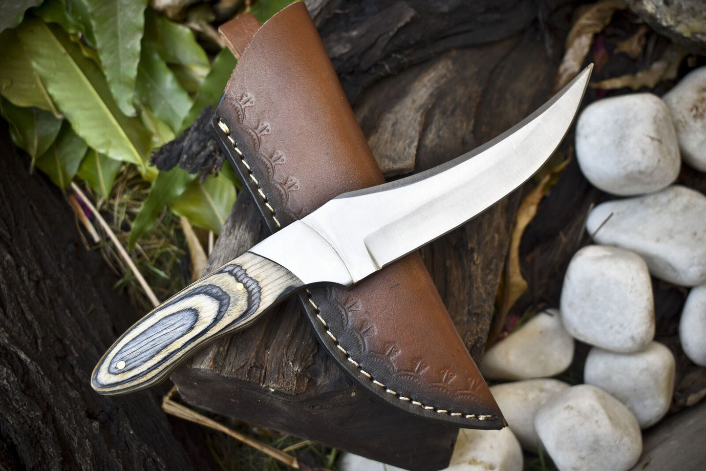 Custom 440C Steel Skinner Knife | Hard Wood Handle | Steel Bolster | Rare Knife