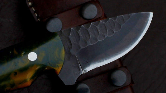 7" Everest Custom Handmade Full Tang D2 Steel Hunting Skinner EDC Knife Resin Handle with Leather Sheath