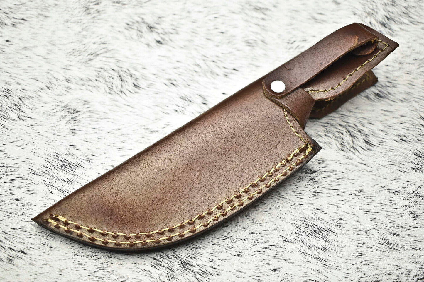 10" Handmade Damascus Steel Tracker Knife | Hardwood Handle & Leather Sheath