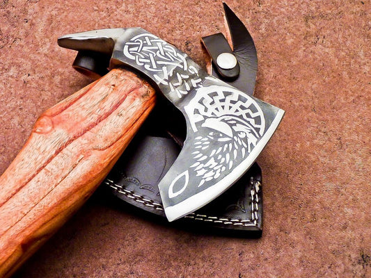 Handmade Carbon Steel Viking Axe – Bearded Camping Hatchet Tomahawk