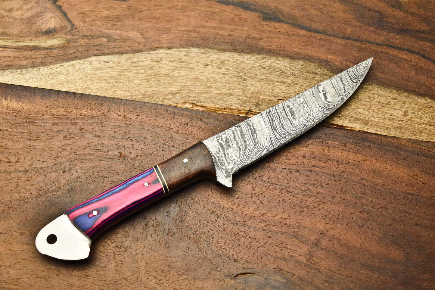 "14'' Handmade Damascus Steel Chef Knife with Pakka Wood Handle & Leather Sheath – Kitchen Cooking Knife"
