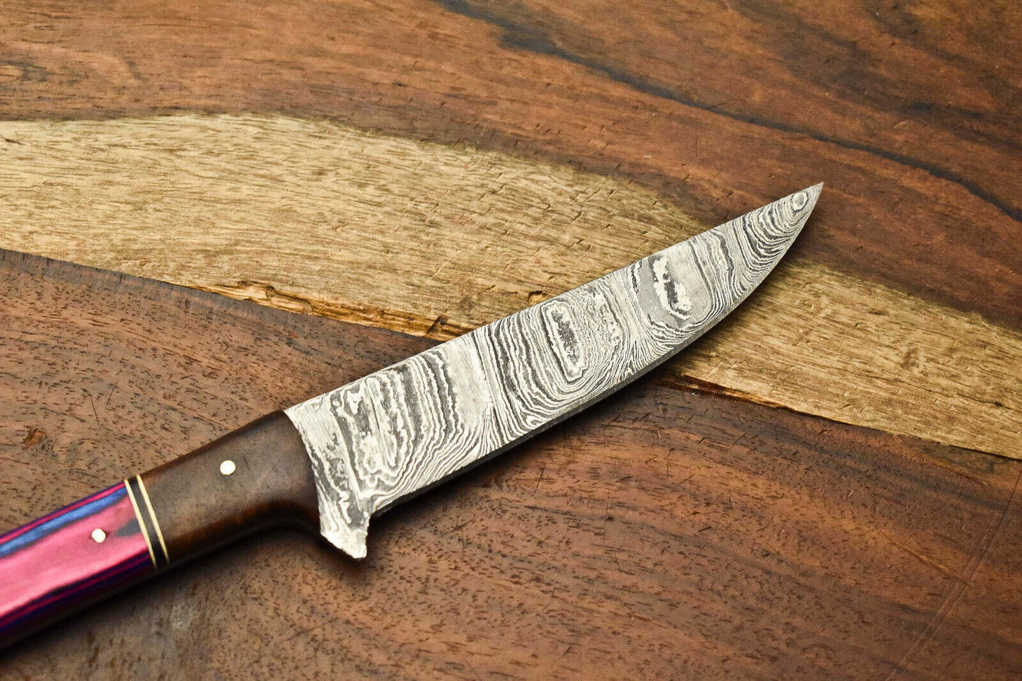 "14'' Handmade Damascus Steel Chef Knife with Pakka Wood Handle & Leather Sheath – Kitchen Cooking Knife"