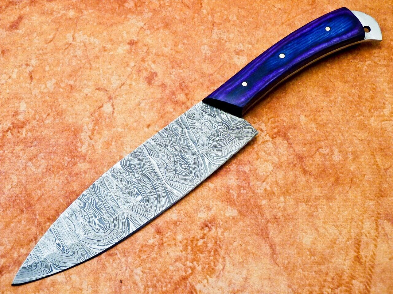 12" Professional Chef Knife – Handmade Damascus Blade Kitchen Knife with Hardwood Handle