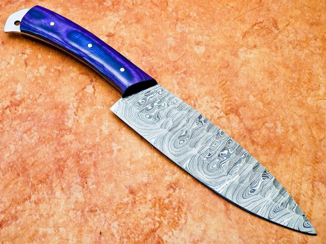 12" Professional Chef Knife – Handmade Damascus Blade Kitchen Knife with Hardwood Handle