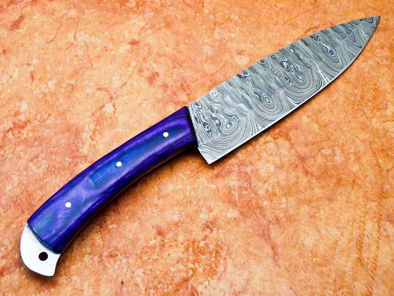 12" Professional Chef Knife – Handmade Damascus Blade Kitchen Knife with Hardwood Handle