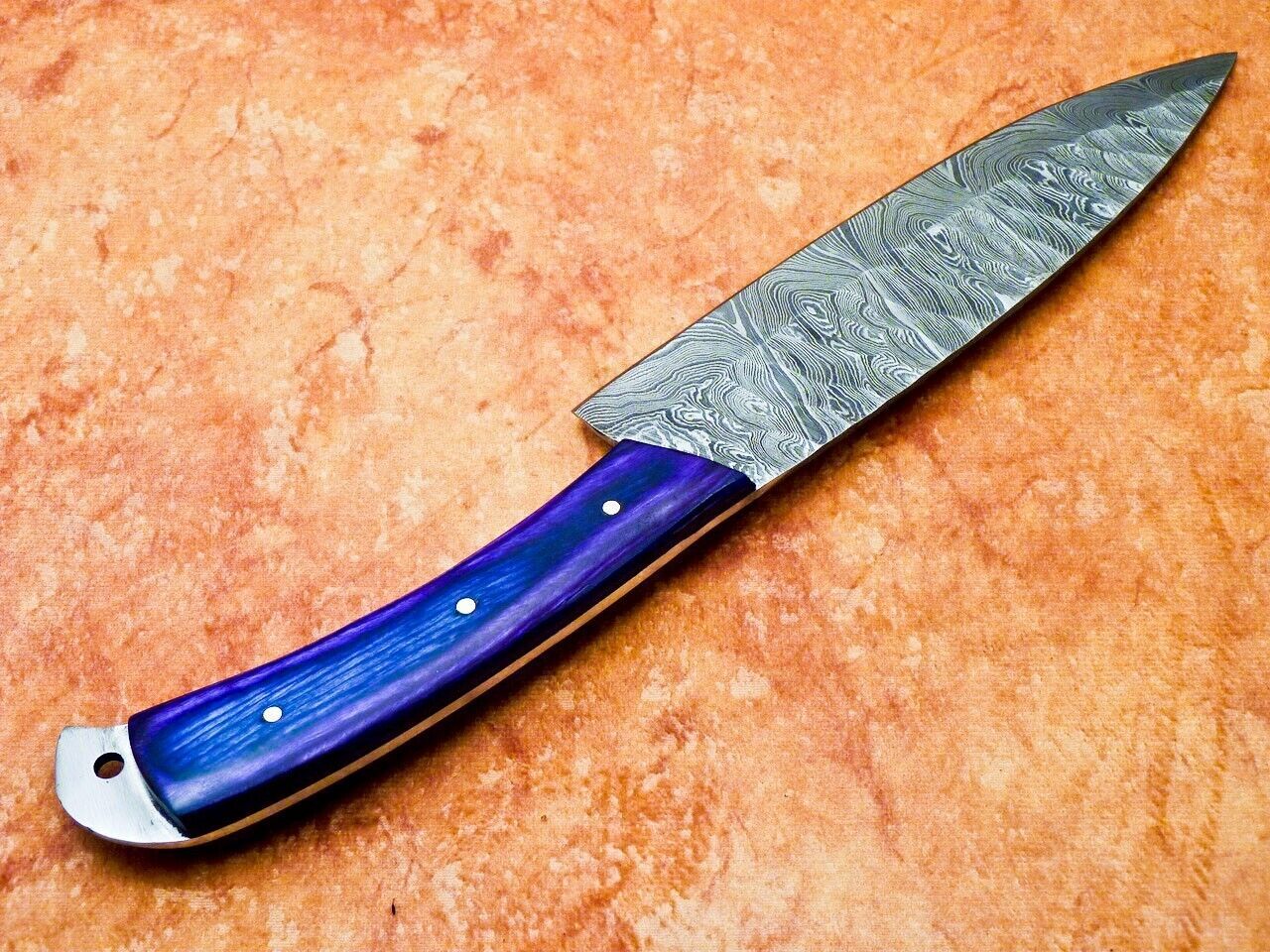 12" Professional Chef Knife – Handmade Damascus Blade Kitchen Knife with Hardwood Handle