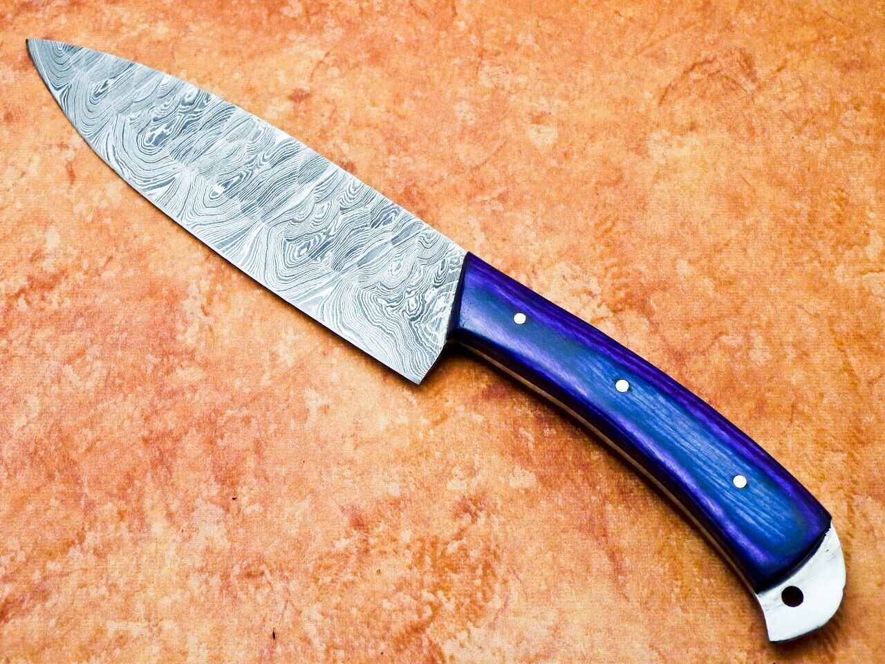 12" Professional Chef Knife – Handmade Damascus Blade Kitchen Knife with Hardwood Handle