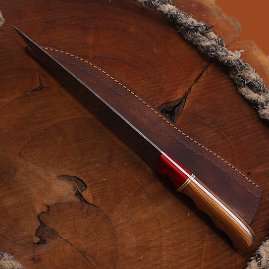 CUSTOM HANDMADE DAMASCUS STEEL FILLET CHEF BRISKET KITCHEN HUNTING KNIVE