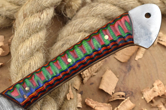 Custom Handmade Forged Damascus Steel Kitchen Chef Knife – 11" Multi Dollar Handle