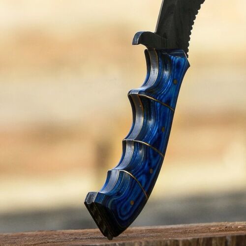 Handmade Damascus Steel Hunting Tracker Fixed Blade Survival Bushcraft Knife