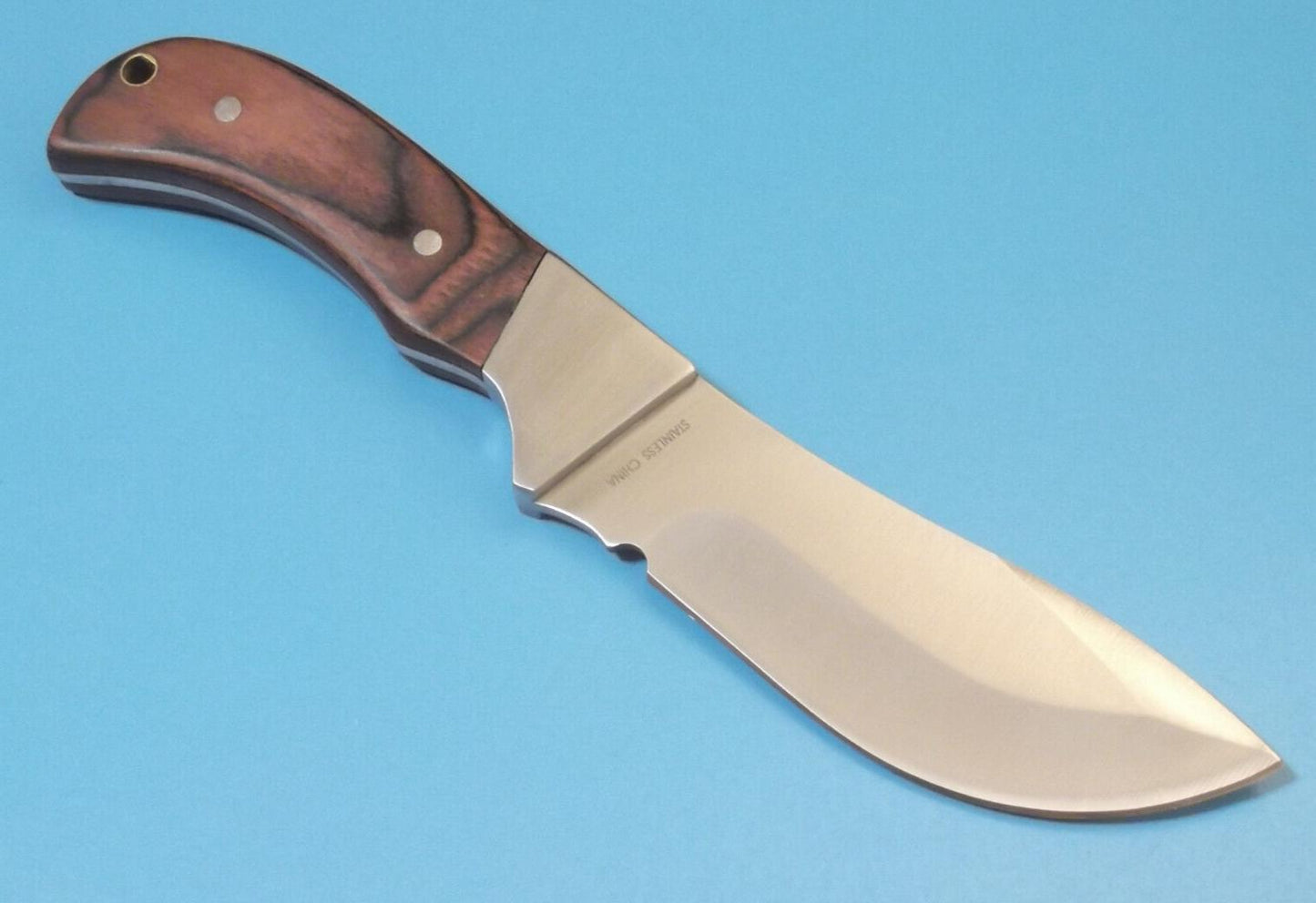 8″ Outdoorsman Skinner Knife – Brown Wood Handle, Full Tang Stainless Blade with Nylon Sheath