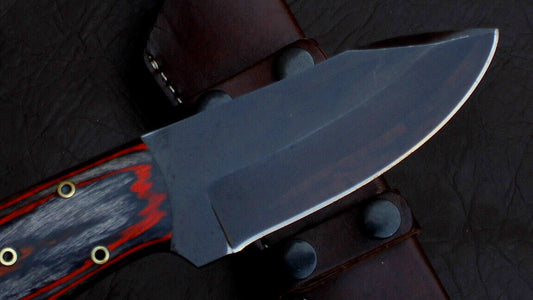 Custom Hand Forged 1095 Steel Skinner Knife | Fixed Blade Hunting Knife + Leather Sheath