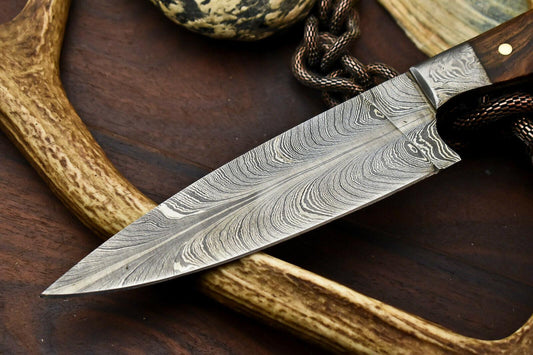 Handmade Damascus Steel Chef Knife | 10.5" Full Tang Kitchen Knife with Walnut Wood Handle