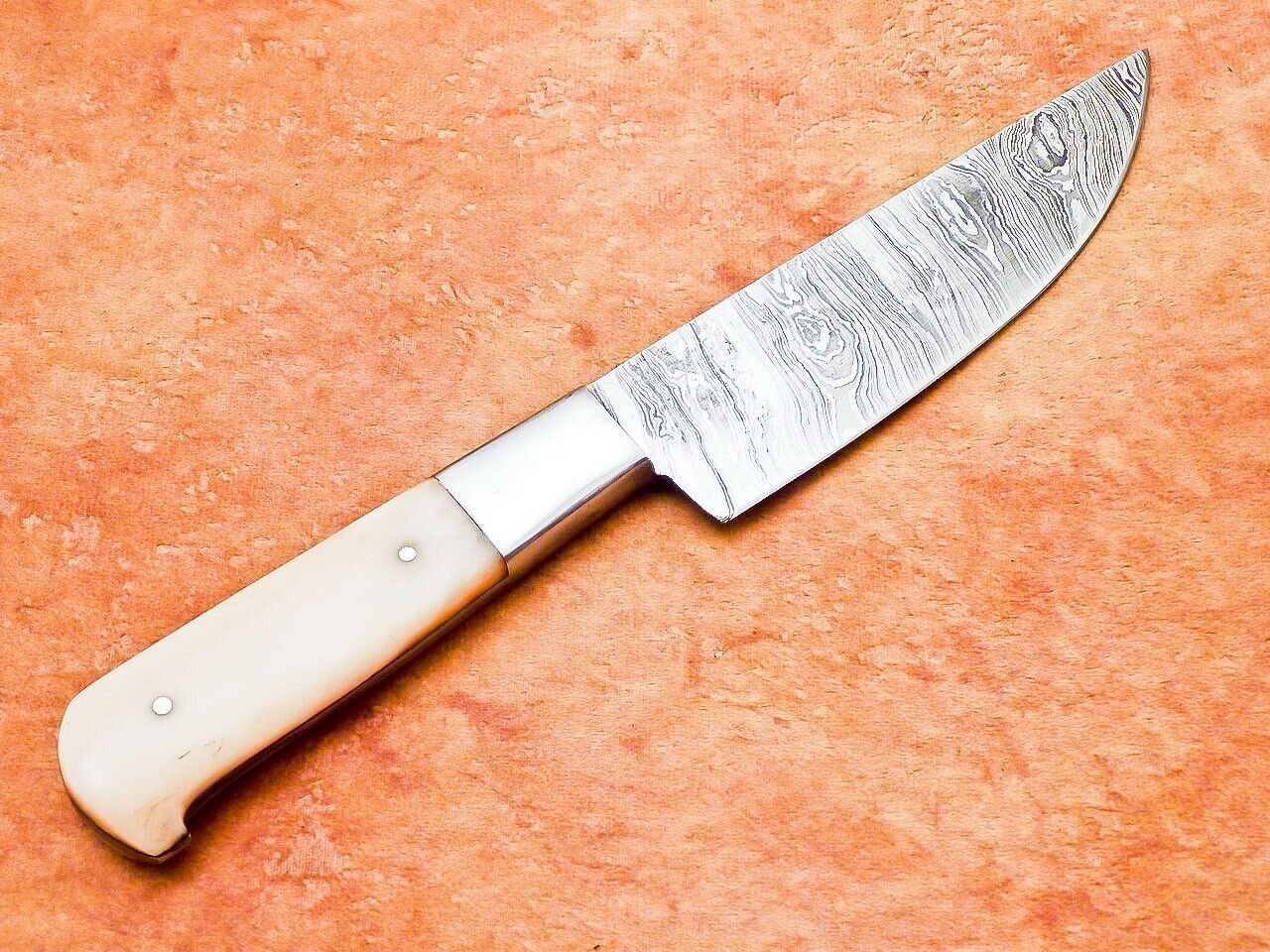 11" Handmade Damascus Steel Chef Kitchen Knife with Camel Bone Handle – Professional Chef Knife
