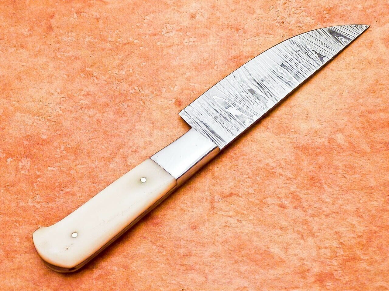 11" Handmade Damascus Steel Chef Kitchen Knife with Camel Bone Handle – Professional Chef Knife