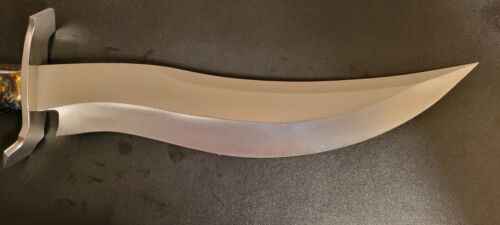 Custom Handmade D2 Steel Bowie Hunting Knife with Orange & Black Resin Handle