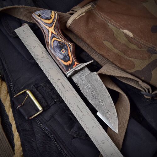 Tactical Survival Full Tang Handmade Damascus Steel Tracker Knife with Leather Sheath