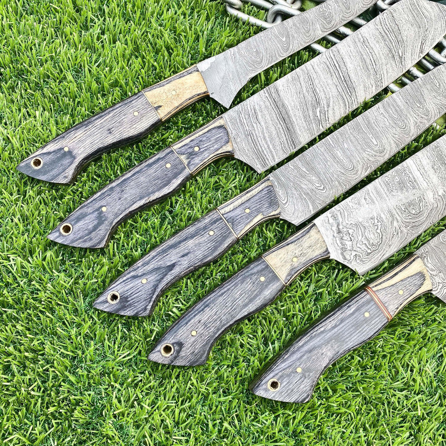 Lot of 5 Handmade Damascus Steel Full Tang Kitchen Chef Knife Set – Premium EDC Cutlery