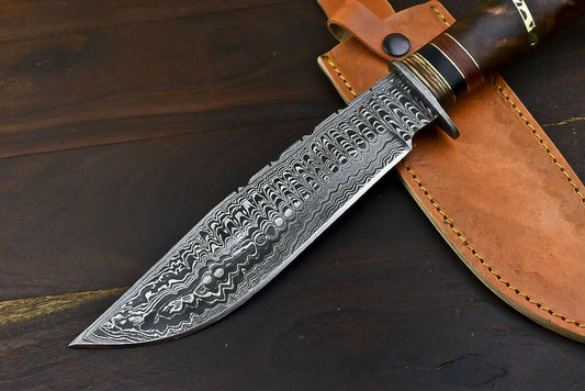 13.7" Damascus Talon Bowie Knife with Walnut Wood Handle