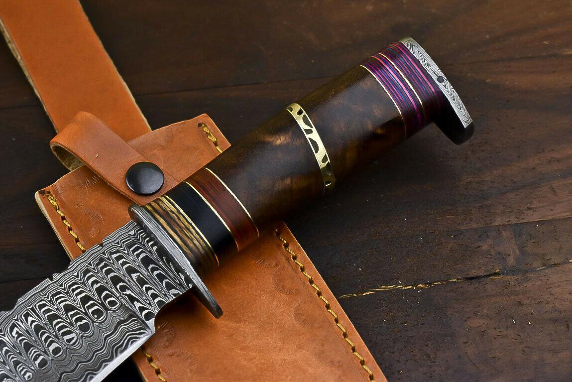 13.7" Damascus Talon Bowie Knife with Walnut Wood Handle