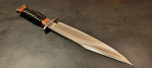 12 Inch Custom D2 Tool Steel Bowie Knife with Impala Bull Horn Handle & Leather Sheath